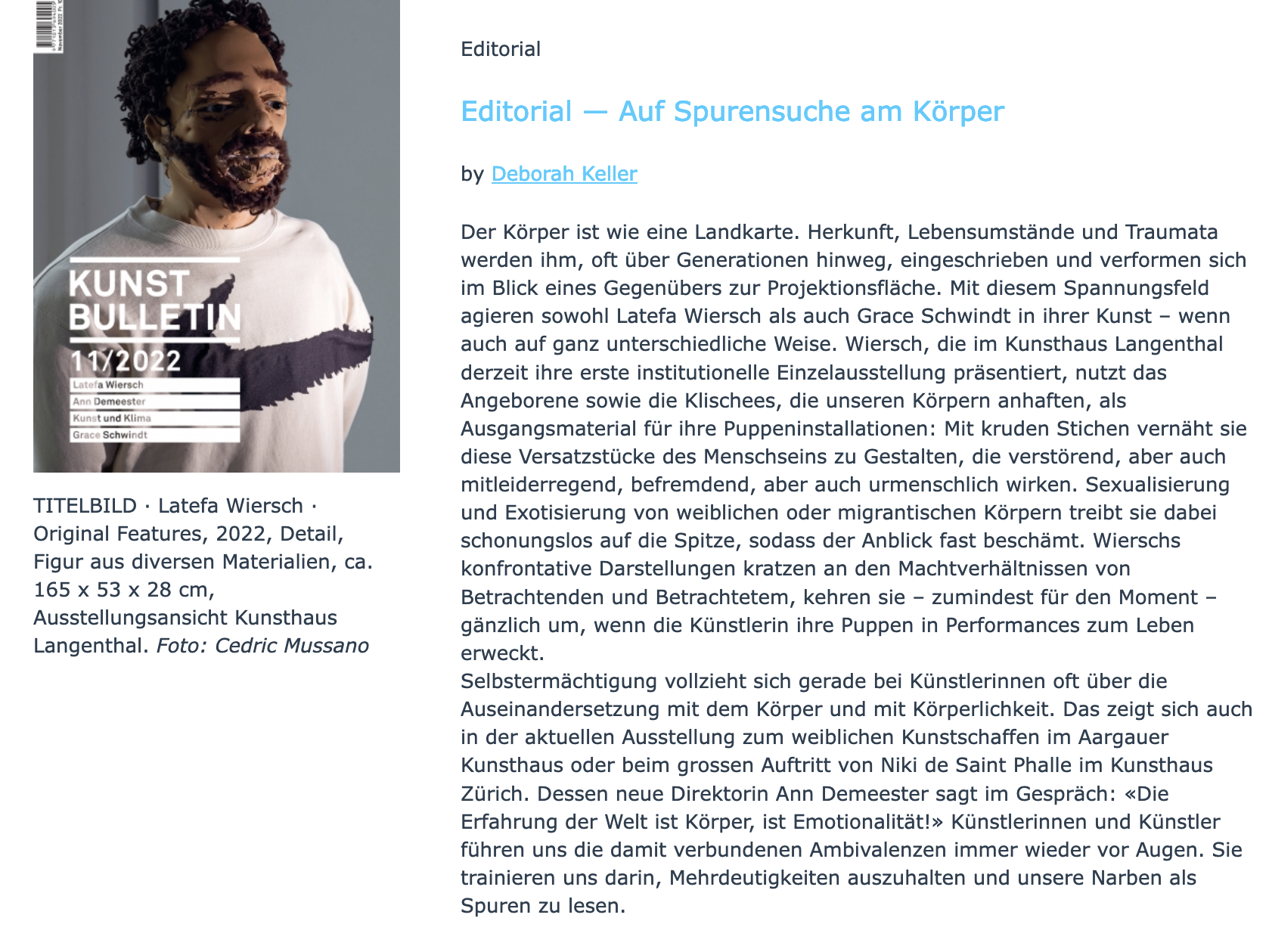 Editorial Kunstbulletin 11/22